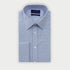 Contemporary Fit Light Blue Double Check Sea Island Quality Cotton Shirt with Classic Collar & Double Cuff