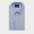 Contemporary Fit Light Blue Double Stripe Sea Island Quality Cotton Shirt with Classic Collar & Double Cuff