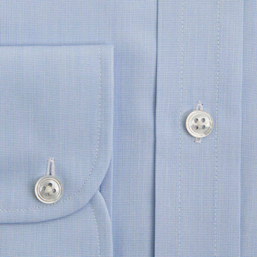 Contemporary Fit Light Blue End - on - End Cotton Shirt with Classic Collar & Two Button Cuff