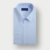 Contemporary Fit Light Blue Fine Bengal Stripe Cotton Shirt with Classic Collar & Two Button Cuff