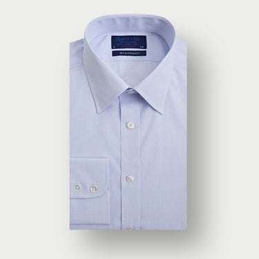 Contemporary Fit Light Blue Fine Check Sea Island Quality Cotton Shirt with Classic Collar & Two Button Cuff