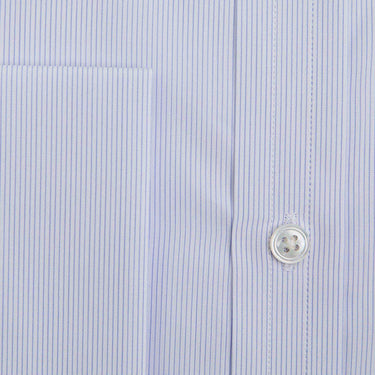 Contemporary Fit Light Blue Fine Stripe Sea Island Quality Cotton Shirt with Classic Collar & Double Cuff