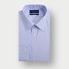 Contemporary Fit Light Blue Hairline Stripe Sea Island Quality Cotton Shirt with Classic Collar & Twi Button Cuff