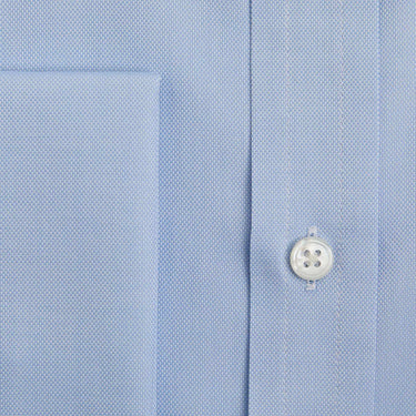 Contemporary Fit Light Blue Oxford Sea Island Quality Cotton Shirt with Classic Collar & Double Cuff