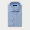 Contemporary Fit Light Blue & White Stripe Cotton Shirt with Cut - Away Collar & Two Button Cuff