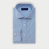 Contemporary Fit Light Blue & White Stripe Cotton Shirt with Cut - Away Collar & Two Button Cuff