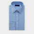 Contemporary Fit Light Blue & White Wide Check Cotton Shirt with Classic Collar & Two Button Cuff