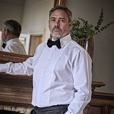 Contemporary Fit Marcella Front White Cotton Poplin Dress Shirt with Classic Collar & Double Cuff