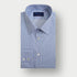 Contemporary Fit Mid Blue Check Cotton Twill Shirt with Classic Collar & Two Button Cuff