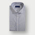 Contemporary Fit Navy Double Check Cotton Twill Shirt with Cut - Away Collar & Two Button Cuff