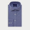 Contemporary Fit Navy Fine Check Sea Island Quality Cotton Shirt with Cut - Away Collar & Two Button Cuff