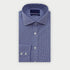 Contemporary Fit Navy Fine Check Sea Island Quality Cotton Shirt with Cut - Away Collar & Two Button Cuff