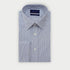 Contemporary Fit Navy Fine Double Stripe Sea Island Quality Cotton Shirt with Classic Collar & Double Cuff