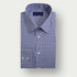 Contemporary Fit Navy Gingham Check Cotton Twill Shirt with Classic Collar & Two Button Cuff