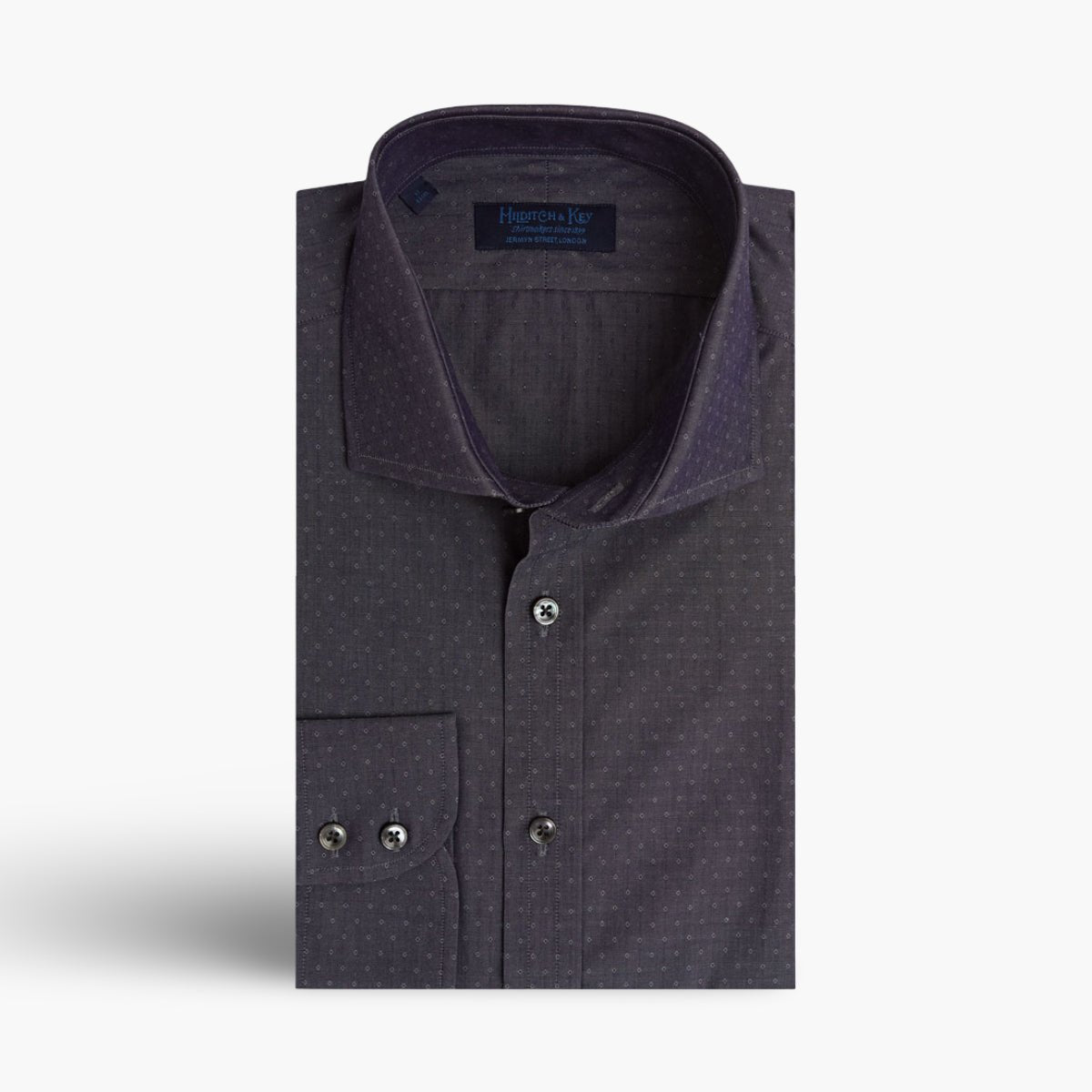 Contemporary Fit Jacquard Twill Cotton Shirt Cut away Collar & Two Button Cuff