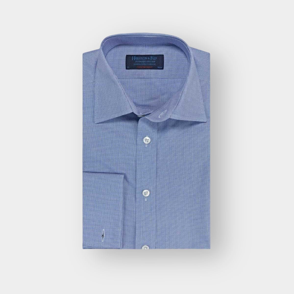 Contemporary Fit Micro Houndstooth Cotton Shirt Classic Collar & Double Cuff