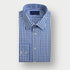 Contemporary Fit Navy Wide Gingham Check Cotton Shirt with Classic Collar & Two Button Cuff