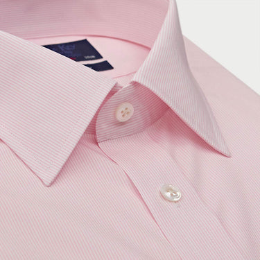 Contemporary Fit Pink Fine Stripe Sea Island Quality Cotton Shirt with Classic Collar & Double Cuff
