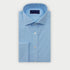 Contemporary Fit Plain Blue Cotton Poplin Shirt with Cut - Away Collar & Double Cuff