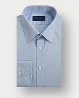 Contemporary Fit Plain Blue Cotton Shirt with Classic Collar & Two Button Cuff