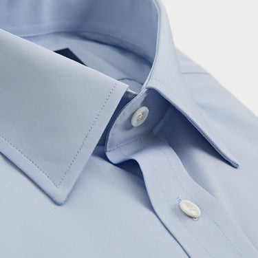 Contemporary Fit Plain Blue Cotton Shirt with Classic Collar & Two Button Cuff
