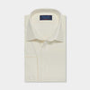 Contemporary Fit Plain Cream Cotton Poplin Shirt with Classic Collar & Double Cuff