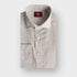 Contemporary Fit Plain Ecru Linen Shirt with Cut - Away Collar & Two Button Cuff