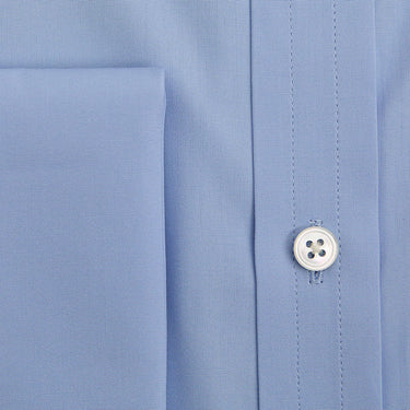 Contemporary Fit Plain Light Blue Cotton Shirt with Classic Collar & Double Cuff