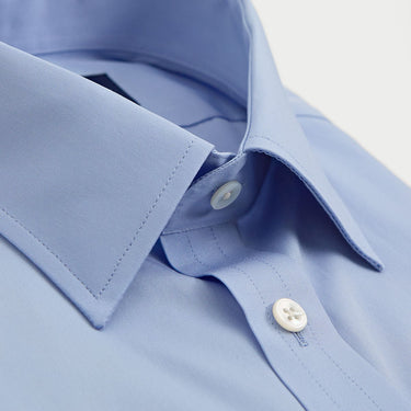 Contemporary Fit Plain Light Blue Cotton Shirt with Classic Collar & Double Cuff