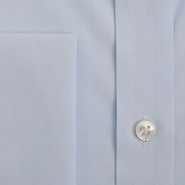 Contemporary Fit Plain Light Blue Sea Island Quality Cotton Shirt with Classic Collar & Double Cuff