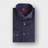 Contemporary Fit Plain Navy Linen Shirt with Cut - Away Collar & Two Button Cuff