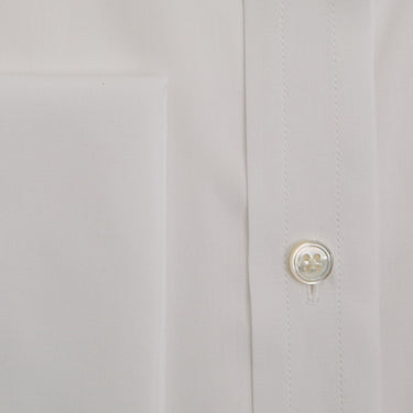 Contemporary Fit Plain White Sea Island Quality Cotton Shirt with Classic Collar & Double Cuff