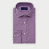 Contemporary Fit Purple Gingham Check Twill Cotton Shirt with Cut - Away Collar & Two Button Cuff