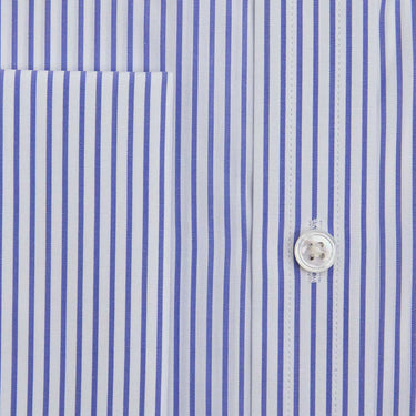 Contemporary Fit Royal Blue Stripe Sea Island Quality Cotton Shirt with Classic Collar & Double Cuff