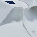 Contemporary Fit, White Poplin Cotton Shirt with a Marcella Front, Classic Collar & Double Cuffs