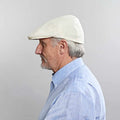 Cream Linen Flat Cap