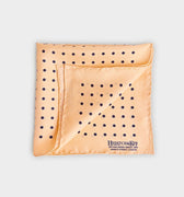 Cream & Navy Medium Spot Silk Pocket Square