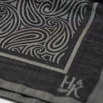Dark and light grey, Large Paisley Wool & Silk Handkerchief