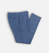 Dark Blue Prince of Wales Check Linen Trousers