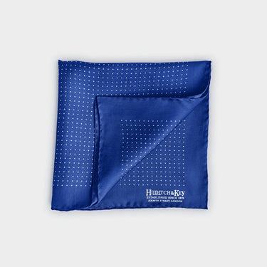 Dark Blue & White Small Spot Silk Pocket Square