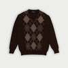 Dark Brown V-Neck Cashmere Argyle Sweater