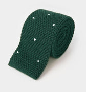Dark Green & White Spot Knitted Cashmere Tie