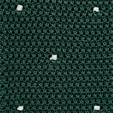 Dark Green & White Spot Knitted Silk Tie