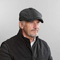 Dark Grey Herringbone Wool Gatsby Cap