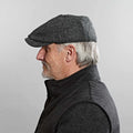 Dark Grey Herringbone Wool Gatsby Cap