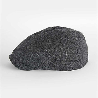 Dark Grey Plain Weave 100% Wool Made In England Gatsby Cap