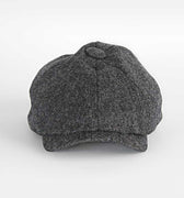 Dark Grey Plain Weave 100% Wool Made In England Gatsby Cap