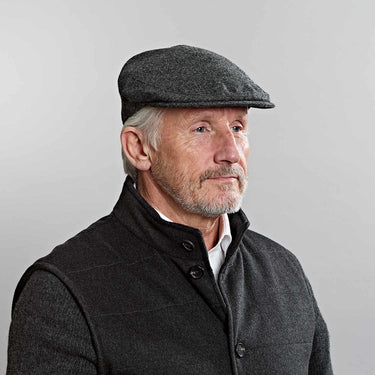 Dark Grey Plain Weave Wool Flat Cap