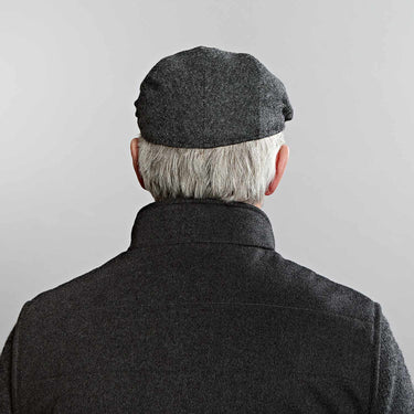 Dark Grey Plain Weave Wool Flat Cap