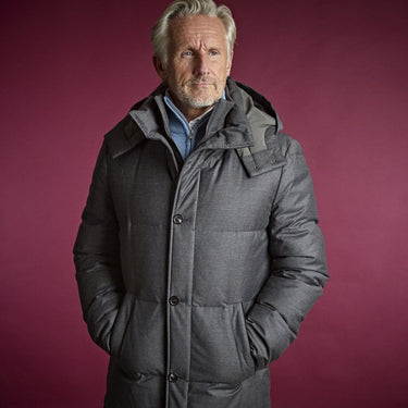 Dark Grey Wool & Silk Blend Mante Coat